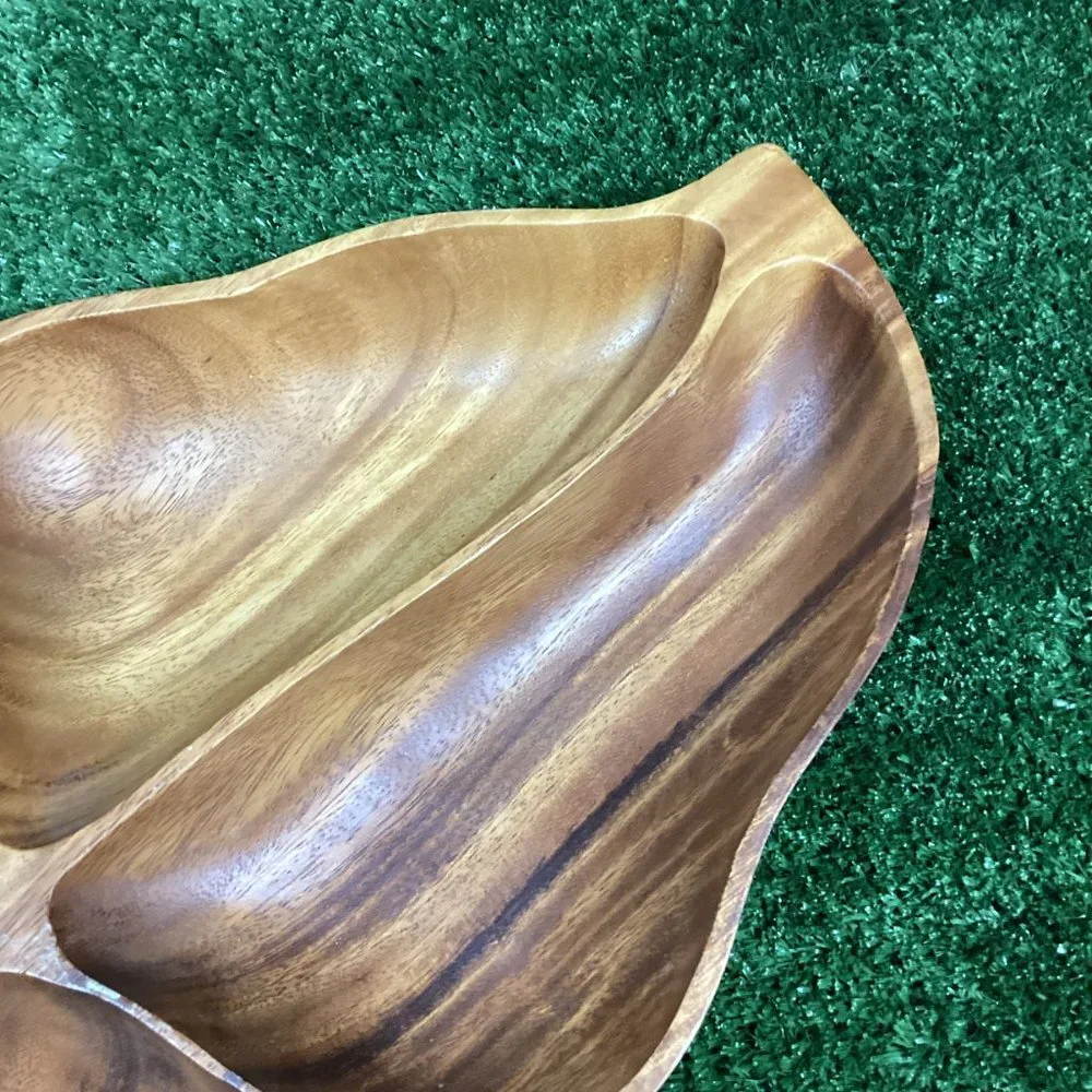 Vintage Monkey Pod Wooden Leaf Bowl
